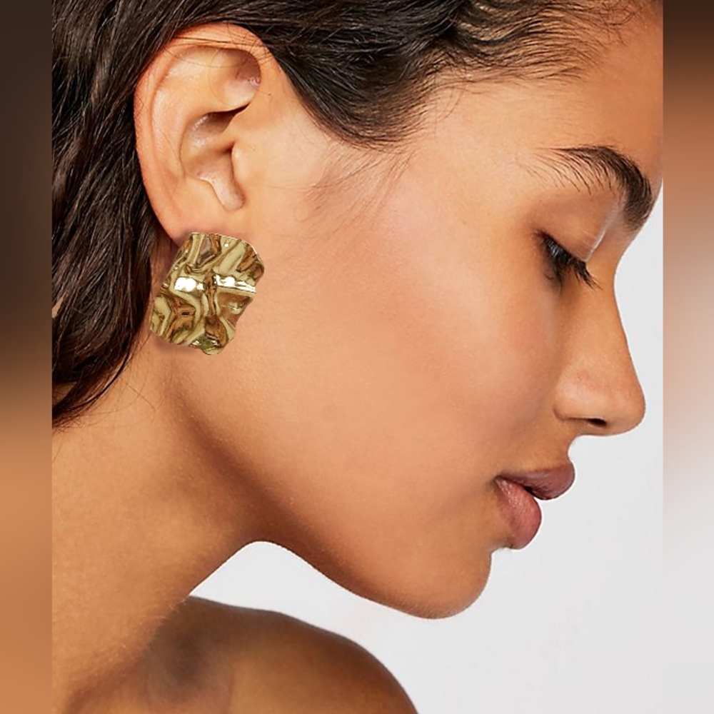 Anthro Jewelry 14k Gold Plated Hypoallergenic Studs Liquid Gold Effect